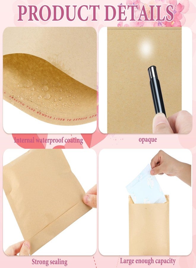 Dunzoom 200 Pcs Large Sanitary Napkin Disposal Bags Feminine Hygiene Disposal Bags 7.87 x 6.3 Inch Bulk Disposable Kraft Tampons Bags for Feminine Products with Self Adhesive for Women Girls - Image 3